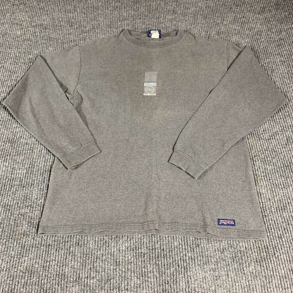 VTG Ferris State Bulldogs Mens Medium M Gray Long Sleeve Sleeve Spell Out Y2K